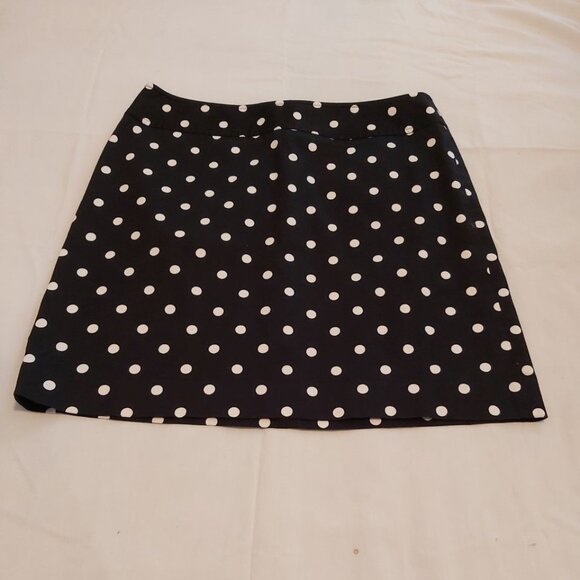 SKIRT RAFAELLA LABEL. WHITE POLKA DOTS/BLACK BACKGROUND. NEW/NO TAGS. SIZE 10 - Picture 1 of 6